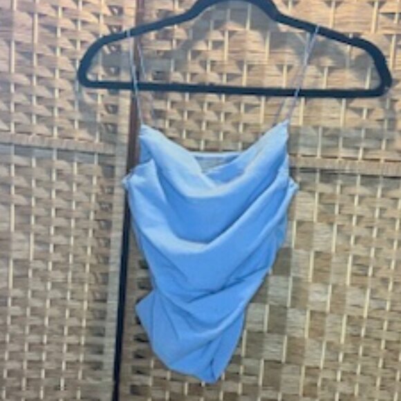 H&M | Light Blue | Draped Halter Neck Cropped Top - Picture 1 of 3